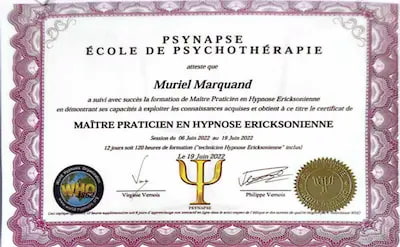 certificat maitre praticienne hypnose